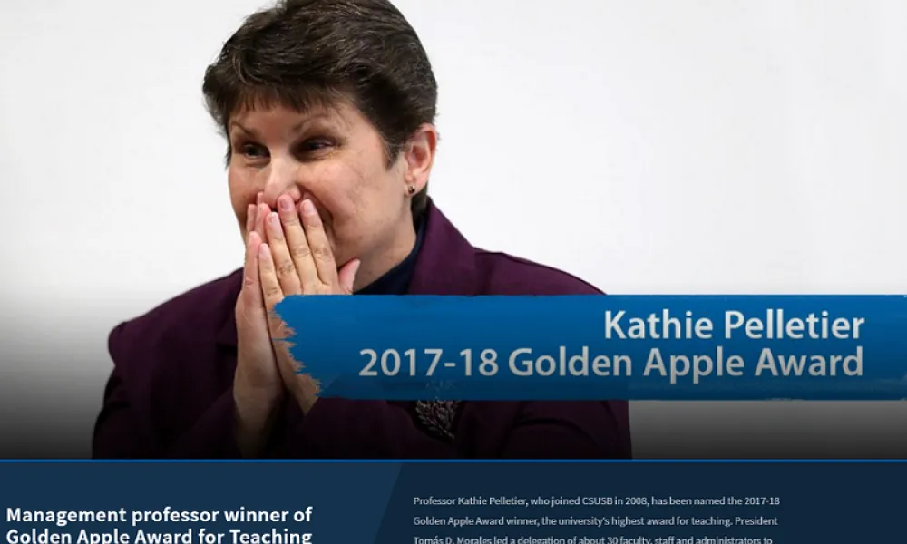 Dr Kathie Pelletier Received the 2017-18 CSUSB Golden Apple Award